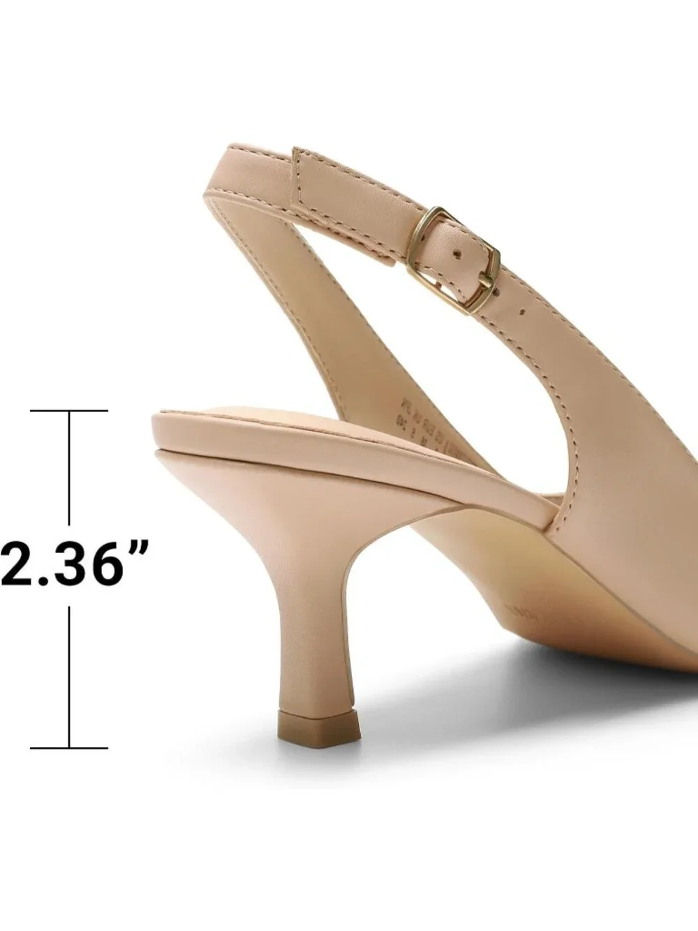 Dream Pairs Women's Nude Pu Pointed Toe Faux Leather Kitten Slingback Heels
